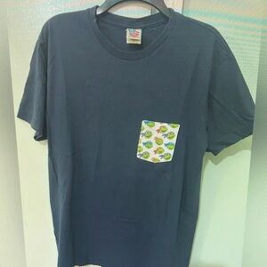 Men's Navy T-Shirt with Printed Pocket